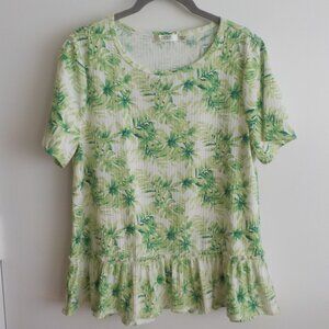 Cure Shirt - Size Large - Short Sleeve - Green Floral - Ruffle  (376)